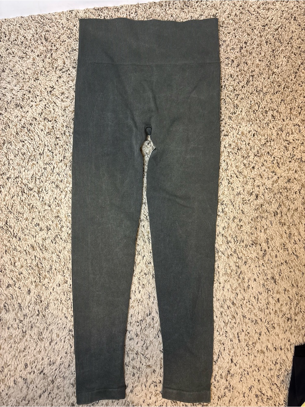 SPANX Seamless Ribbed Leggings Women’s M/M Gray Charcoal High Waist Stretch
